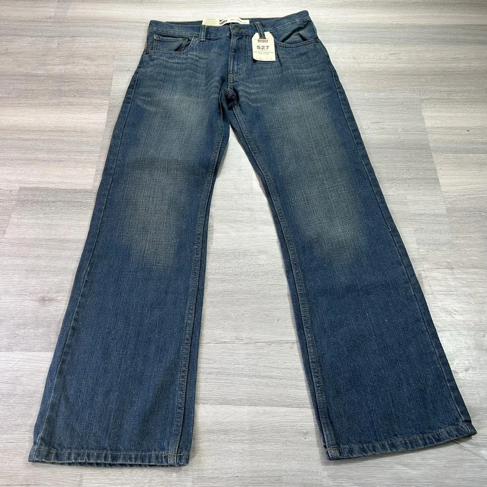 Levis 527 Jeans Boys 16 Regular 28x28 Blue Boot Cut 100% Cotton Denim Pants